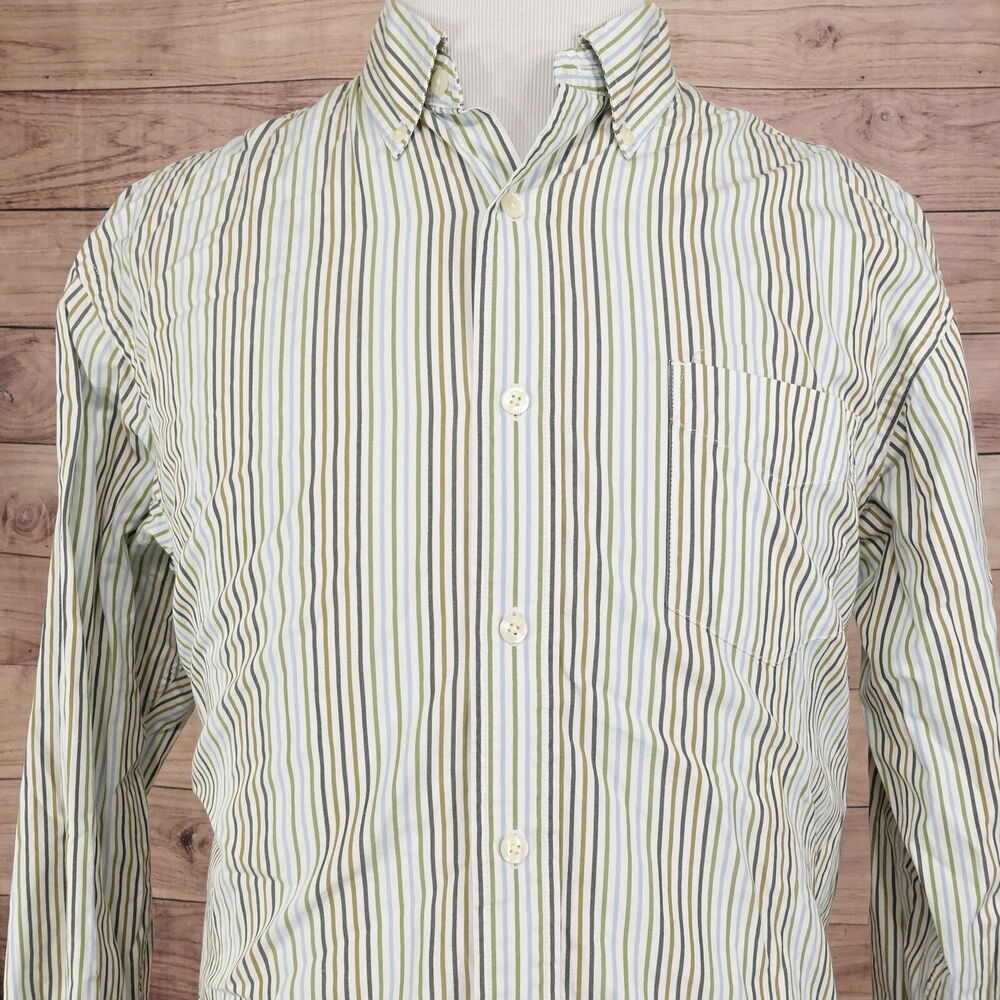 GAP RELAXED FIT MULTICOLOR STRIPED BUTTON DOWN SHIRT MENS SIZE L LARGE